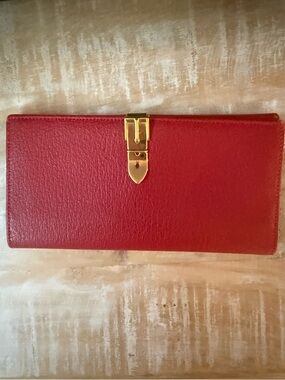 Gucci Leather Long Horse Bit Wallet Red Gold 🔥 Old Gucci Vintage Rare EUC Italy